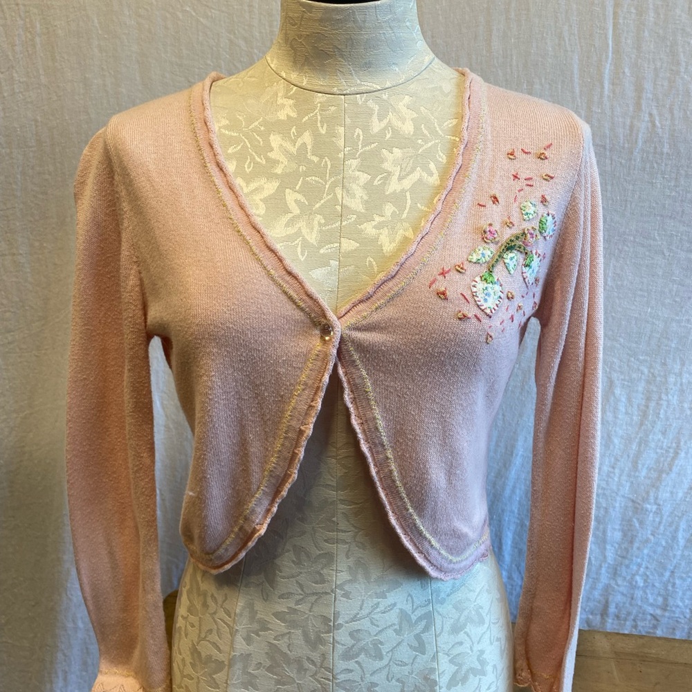 Free People Pink Embroidered Women's Sweater